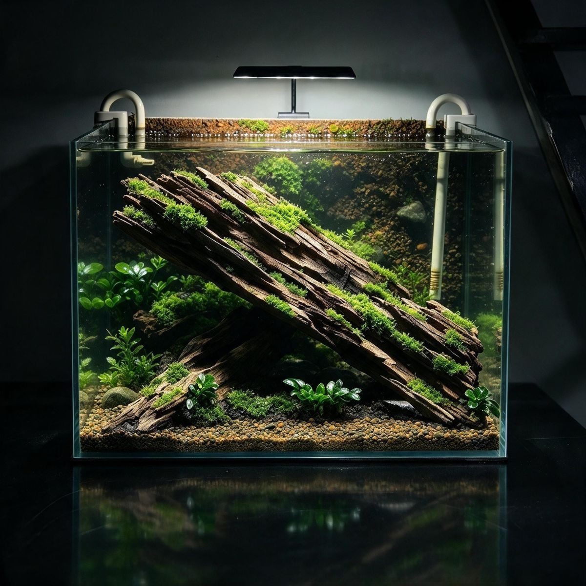 Driftwood Wall Aquascape Layout