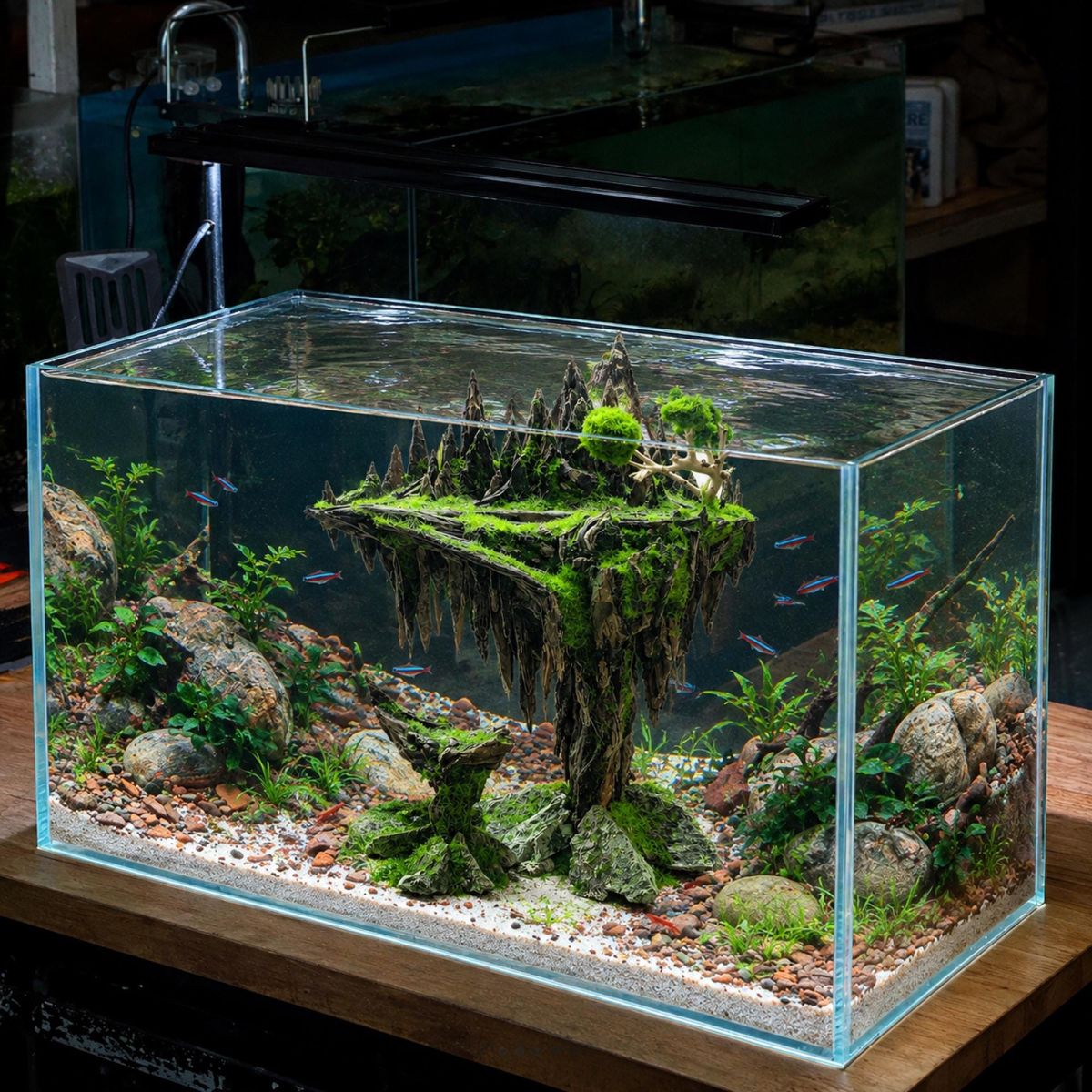 Small Floating Island Aquarium Layout