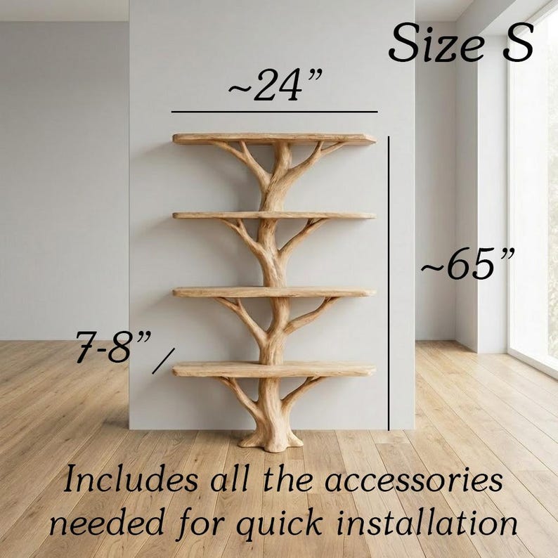 Rustic Tree Branch Floor Bookshelf | Solid Wood Bookcase Stand
