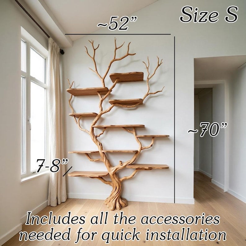 Tree Branch Floor Bookshelf | Freestanding Rustic Wood Bookcase