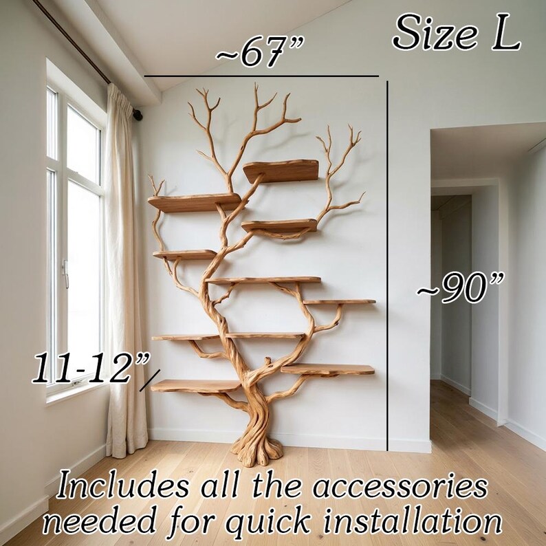 Tree Branch Floor Bookshelf | Freestanding Rustic Wood Bookcase