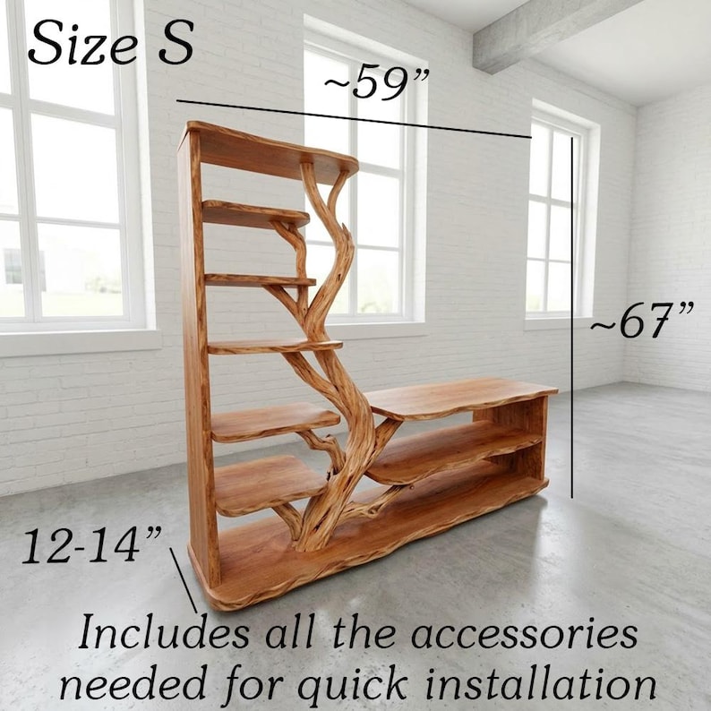 Tree Branch Freestanding Shelf | Rustic Wood Floor Bookcase