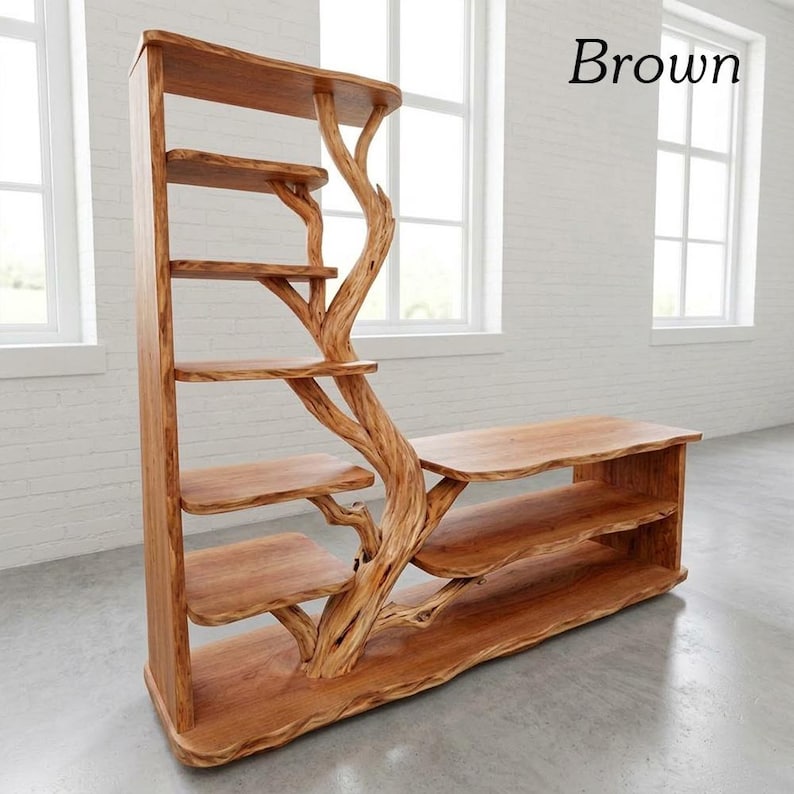 Tree Branch Freestanding Shelf | Rustic Wood Floor Bookcase