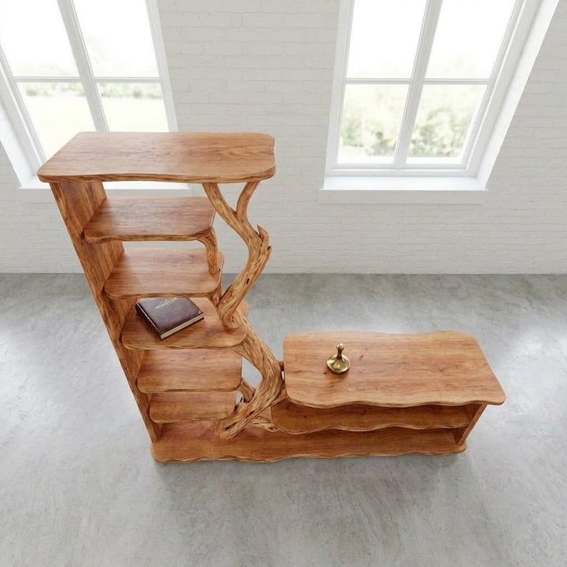 Tree Branch Freestanding Shelf | Rustic Wood Floor Bookcase