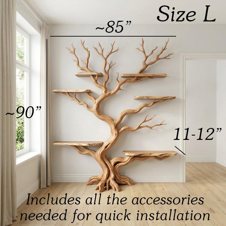 Tree Branch Book Storage Shelf | Tall Rustic Wood Bookcase