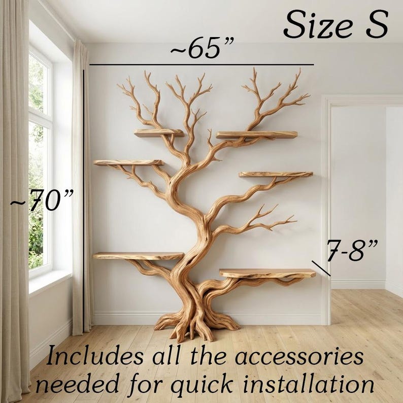 Tree Branch Book Storage Shelf | Tall Rustic Wood Bookcase