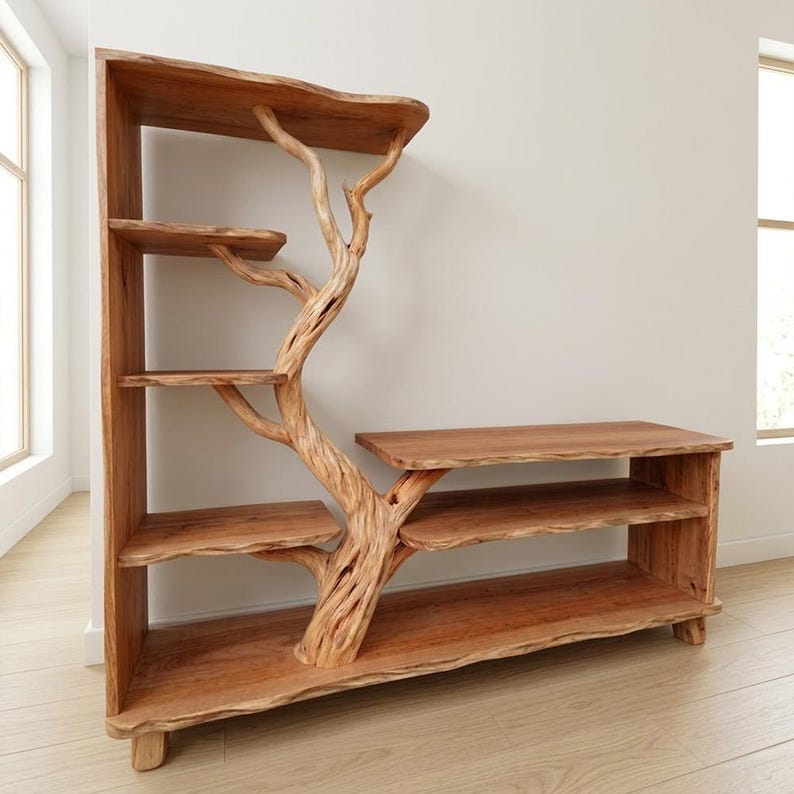Tree Branch Tall Floor Shelf | Driftwood Wood Bookcase