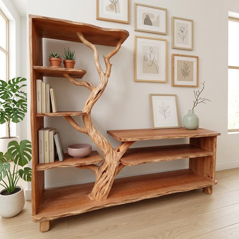 Tree Branch Tall Floor Shelf | Driftwood Wood Bookcase