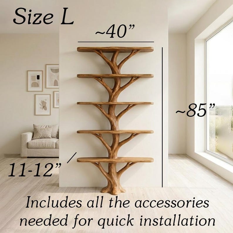 Rustic Tree Branch Floor Bookshelf | Solid Wood Bookcase Stand